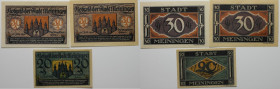Banknoten, Deutschland / Germany, Lots und Sammlungen. Notgeld der Stadt Meiningen. 20, 2 x 30 Pfennig 1921. G/M 877.3, 4. Lot von 3 Banknoten. I-II