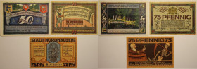 Banknoten, Deutschland / Germany, Lots und Sammlungen. D.Stadtnotgeld. 50 Pfennig, 2 x 75 Pfennig 1921. Lot von 3 Banknoten. II