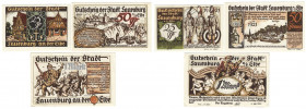 Banknoten, Deutschland / Germany, Lots und Sammlungen. Lauenburg a.d. Elbe 25, 50 Pfennig und 1 Mark 1921. Lot von 3 Banknoten. Notgeld. Kassenfrisch