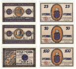 Banknoten, Deutschland / Germany, Lots und Sammlungen. Stadt Luckenwalde. 25, 50 Pfennig und 1 Mark 1921. Lot von 3 Banknoten. Notgeld. Kassenfrisch