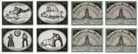 Banknoten, Deutschland / Germany, Lots und Sammlungen. Notgeld Kreis Diepholz. 4 x 75 Pfennig 1921. Lot von 4 Banknoten. Kassenfrisch