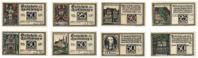 Banknoten, Deutschland / Germany, Lots und Sammlungen. Notgeld Quedlinburg. 25 Pfennig, 3 x 50 Pfennig 1921. Lot von 4 Banknoten. Kassenfrisch