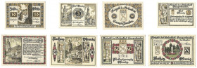 Banknoten, Deutschland / Germany, Lots und Sammlungen. Notgeld Rosenstadt Sangerhausen. 5, 10, 25, 50 Pfennig 1921. Lot von 4 Banknoten. Kassenfrisch