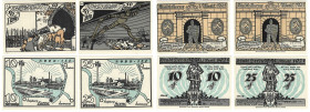Banknoten, Deutschland / Germany, Lots und Sammlungen. Notgeld Stadt Herne 10, 25 Pfennig und 2 x 50 Pfennig 1921. Lot von 4 Banknoten. Kassenfrisch