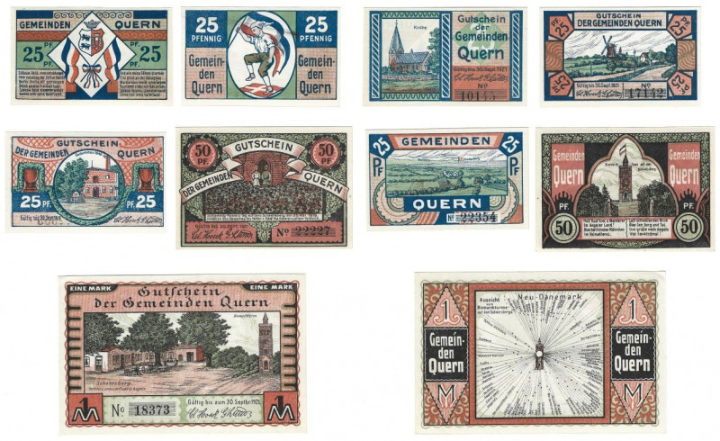 Banknoten, Deutschland / Germany, Lots und Sammlungen. Notgeld Quern. 3 x 25 Pfe...