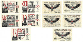 Banknoten, Deutschland / Germany, Lots und Sammlungen. Stadt Lübeck. 5 x 50 Pfennig 1921. Lot von 5 Banknoten. Notgeld. Kassenfrisch
