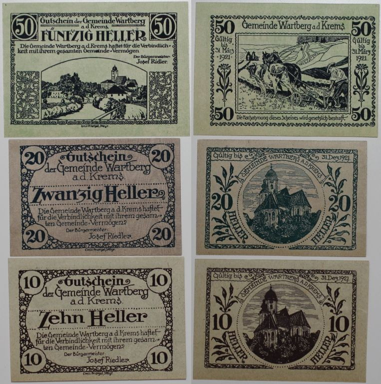 Banknoten, Österreich / Austria, Lots und Sammlungen. Notgeld Wartberg an der Kr...