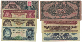 Banknoten, Ungarn / Hungary, Lots und Sammlungen. MAGYAR NEMZETI BANK. 1000 Pengö 1945, P.118b. III, 20 Forint 1980, P.169g. II, 50 Forint 1986, P.170...
