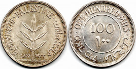 Palestine 100 Mils 1933 Key Date UNC. Rare