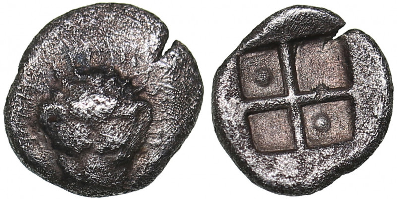 Bosporus Kingdom, Pantikapaion AR hemiobol (Circa 470-460 BC)
0.35 g. 8mm. XF/XF...