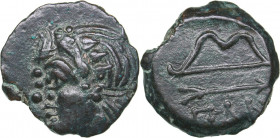 Bosporus Kingdom, Pantikapaion Æ obol (Ca. 275-245 BC)
4.59 g. 19mm. XF/XF Perisad II., 284-245 BC. Wreathed head of satyr left / Bow and arrow; ΠΑΝ b...