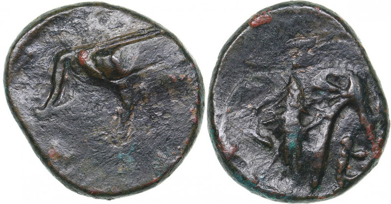 Bosporus Kingdom, Pantikapaion. Æ chalkon (сa. 150-140 BC)
1.61 g. 13mm. XF/XF P...