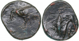 Bosporus Kingdom, Pantikapaion. Æ chalkon (сa. 150-140 BC)
1.61 g. 13mm. XF/XF Perisad IV., 150-140 BC. Bull's head 3/4 to the right, counterstamped q...