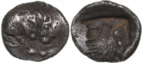 Caria, uncertain mint AR Tetartemorion. Circa 480-450 BC
0.15 g 7mm. XF/XF Confronted heads of two bulls. SNG Keckman 912.