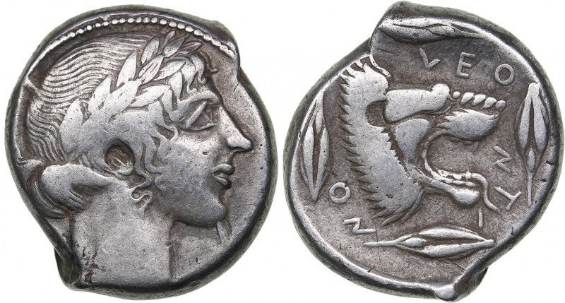 Sicily, Leontini AR Tetradrachm (Circa 450-440 BC)
16.64 g. 25mm. VF/VF Very rar...