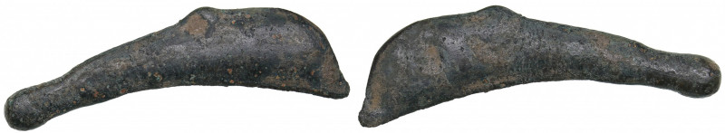 Thrace, Skythia, Olbia Cast Æ Dolphin - 1/25 obol (Circa 450-425 BC)
1.45 g. 28m...