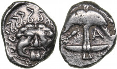 Thrace - Apollonia Pontica AR Drachm (circa 450-404 BC)
3.23 g. 16mm. XF/VF