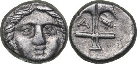 Thrace - Apollonia Pontica AR Diobol (circa 410-341 BC)
1.26 g. 10mm. XF/XF