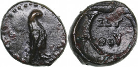 Kings of Thrace - AE Chalkous - Seuthes III (circa 323-316 BC)
3.34 g. 16mm. AU/XF Eagle with closed wings standing right. / ΣEY ΘOY within wreath of ...