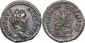 Roman Empire Denar - Septimius Severus (193-211 AD)
3.13 g. 19mm. XF/XF SEVERVS PIVS AVG /P M TR P XVIII COS III P P