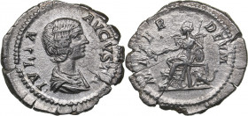 Roman Empire AR Denarius - Julia Domna (wife of S. Severus) (196-211 AD)
3.08 g. 20mm. UNC/AU Mint luster. IVLIA AVGVSTA, Bust right/ MATER DEVM, Cybe...