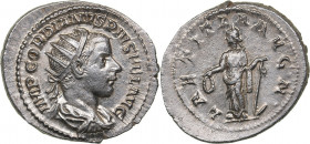 Roman Empire Antoninianus - Gordian III (238-244 AD)
4.52 g. 25mm. UNC/UNC Mint luster. Rome. Silver. IMP GORDIANVS PIVS FEL AVG, Radiate, draped and ...