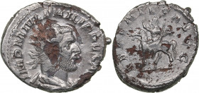 Roman Empire Antoninianus - Philip the Arab (244-249 AD)
5.37 g. 23mm. F/VF Mint luster. IMP M IVL PHILIPPVS AVG, Bust right/ ADVENTVS AVGG, Philip ri...
