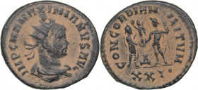 Roman Empire - Antioch Æ Antoninian - Maximian (286-305 AD)
4.12 g. 22mm. VF/VF IMP CM AVR VAL MAXIMIANVS PF AVG / IOV ET HERCV CONSER AVGG