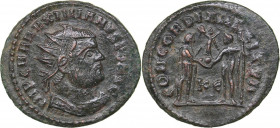 Roman Empire Radiate Æ follis - Maximianus Herculius (286-305 AD)
3.36 g. 23mm. VF/VF IMP C M A MAXIMIANVS P F AVG, Bust of emperor righ/ CONCORDIA MI...