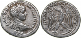 Roman - Syria - Seleucis and Pieria. Antioch Tetradrachm - Laodikeia ad Mare. Caracalla (197-217 AD)
13.66 g. 27mm. VF/VF+ ANTWNЄINOC CЄB, laureate, d...