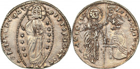 Crusaders, Venetians in the Levant Ducat - Andrea Dandolo (1344-1382)
3.47 g. 21mm. AU/AU Local imitatuion of Venetian gold ducat. Doge kneeling right...