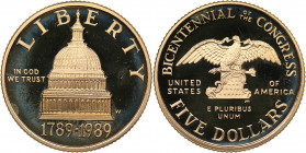USA 5 dollars 1989
8.39 g. PROOF