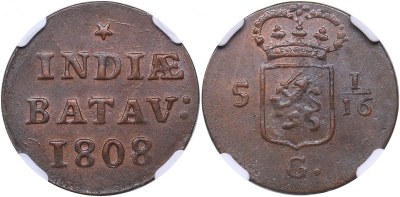 Netherlands East Indies - Batavian Republic Duit 1808 - NGC MS 63 BN
KM# 76. Min...