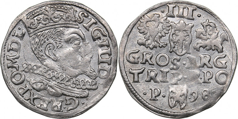 Poland - Poznan 3 grosz 1598 - Sigismund III (1587-1632)
2.09 g. AU/XF Mint lust...