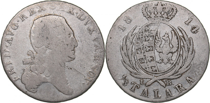 Poland 1/3 talara 1814 - Friedrich August I (1807-1814)
8.05 g. F-/F