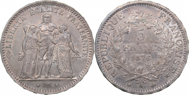 France 5 francs 1876 A
25.05 g. AU/AU Mint luster.