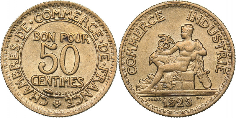 France 50 centimes 1923
2.00 g. UNC/UNC Mint luster. KM# 884.