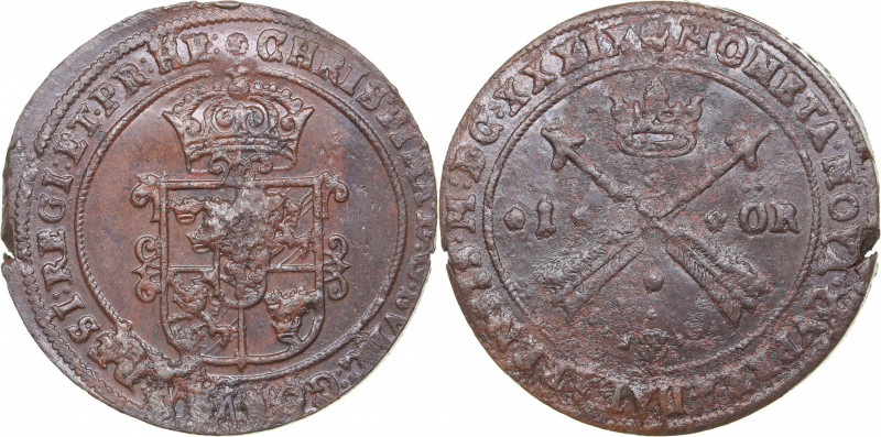 Sweden 1 öre 1644 - Kristina (1632-1654)
47.25 g. AU/AU Very rare condition! SM#...