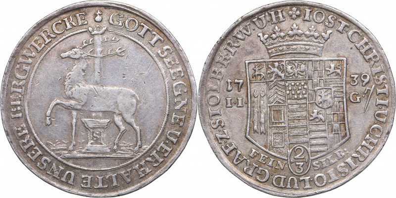 Germany - Stolberg-Stolberg 2/3 taler 1739
13.01 g. XF-/AU Mint luster. Christop...