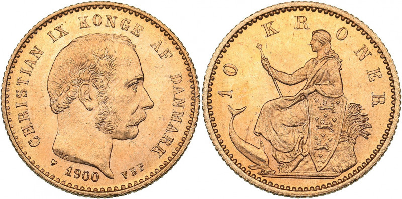 Denmark 10 kroner 1900
4.47 g. UNC/UNC Mint luster. Gold. KM# 790.2