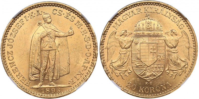 Hungary 20 corona 1896 KB - NGC MS 62
Mint luster.