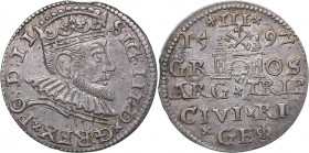 Riga 3 grosz 1592 - Sigismund III (1587-1632)
2.53 g. AU/UNC Mint luster. In the Name of the Rulers of Poland-Lithuania in Riga. Iger R.92.1.с. Haljak...