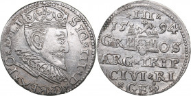 Riga 3 grosz 1594 - Sigismund III (1587-1632)
2.28 g. XF/AU Mint luster. In the Name of the Rulers of Poland-Lithuania in Riga. Iger R.94.1.h
