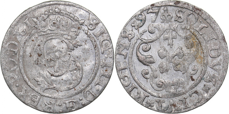 Riga - Poland solidus 1597 - Sigismund III (1587-1632)
0.88 g. AU/AU Mint luster...