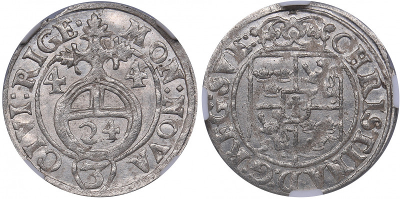 Riga - Sweden 1/24 taler 1644 - Kristina (1632-1654) - NGC MS 65
Mint luster. Ve...