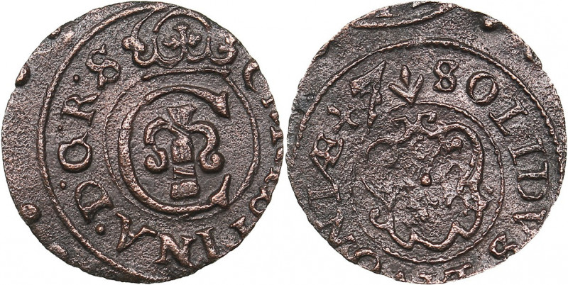 Livonia - Riga - Sweden Solidus 1645/47 - Kristina (1632-1654)
0.34 g. VF/VF Hal...