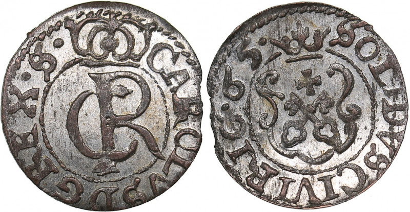 Riga - Sweden Solidus 1665 - Karl XI (1660-1697)
0.63 g. UNC/UNC Mint luster. Ve...