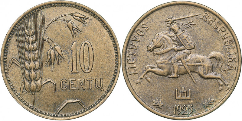 Lithuania 10 centu 1925
2.99 g. UNC/UNC. Mint luster. Rare condition. KM# 73.