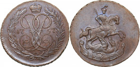 Russia Denga 1757 - Novodel
4.94 g. UNC/UNC Mint luster. Bitkin# H504 R2. Extremely rare!Elizabeth (1741-1762)