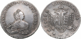 Russia - Livonia & Estonia 96 kopecks 1757
26.18 g. VF+/XF Bitkin# 627 R. Very rare! Elizabeth (1741-1762)